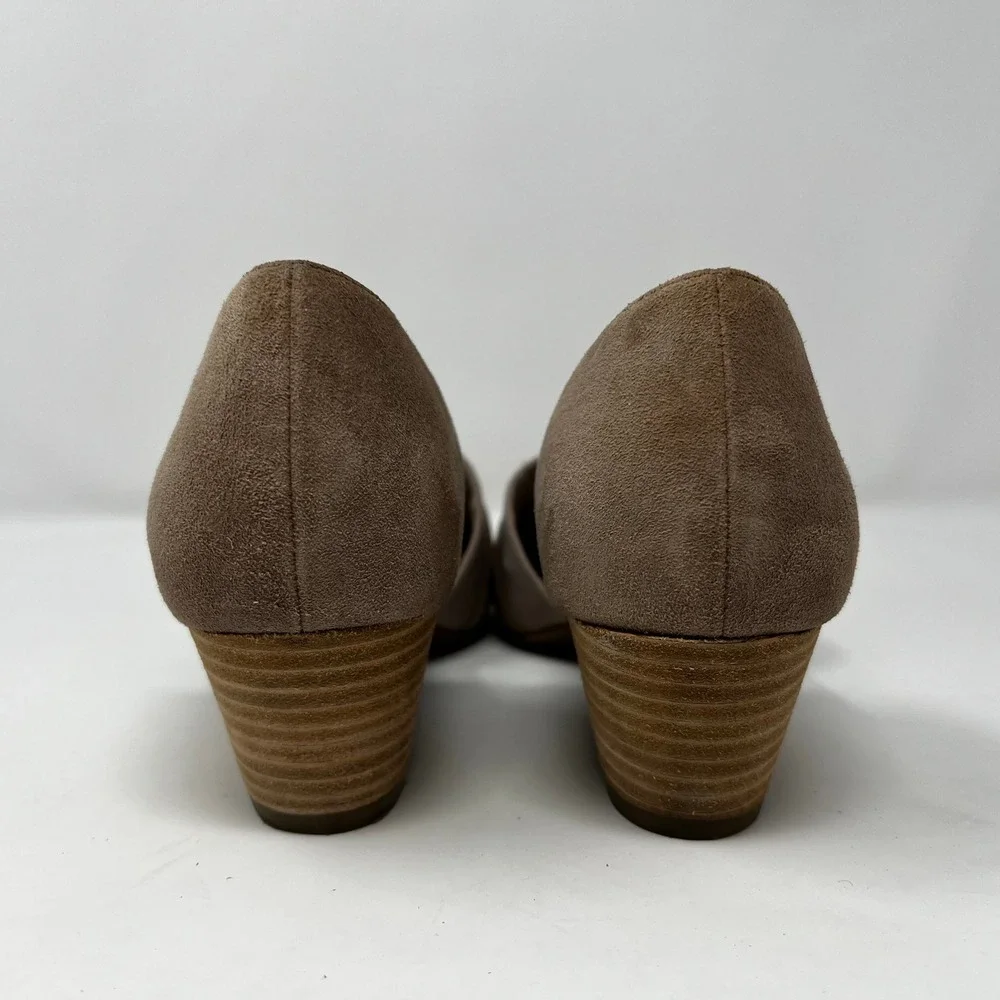 Eileen Fisher Women Taupe Suede D'Orsay Wedge Pumps‎ Size 8 Pointed Toe